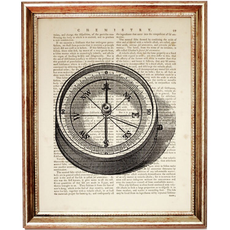 Set of 4 Prints Compass 8x10 Dictionary Art Navigation Black Etsy