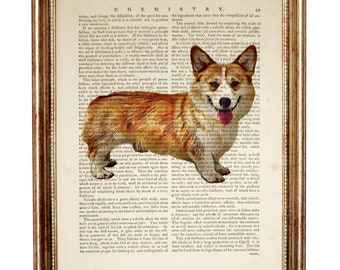 Pembroke Welsh Corgi Wall Art, Welsh Corgi Dog Poster, Dog Dictionary Art Print, Pet Portrait Print