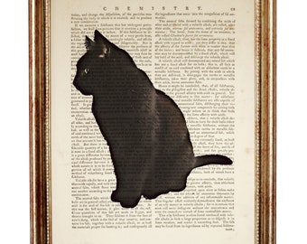 Black Cat Dictionary Art Print, Black Cat Nursery Wall Decor, Cat Artwork, Cat Poster on Book Page, Cat 8x10 Wall Hanging