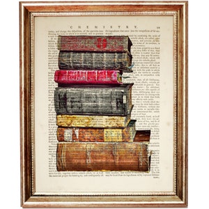 Impression amateur de livres, cadeau pour amateur de livres, décoration d'ensemble de livres, impression d'art dictionnaire de livres, affiche cadeau intelligente, livre à suspendre