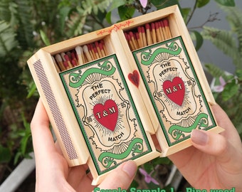 Personalize couple large matchbox • Anniversary match wooden box • 5 year wedding anniversary gift • Combo 2 personalize matchbox