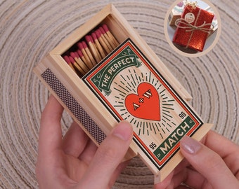 personalize couple large matchbox  • anniversary match wooden box  • 5 year wedding anniversary gift  • MT01 .30