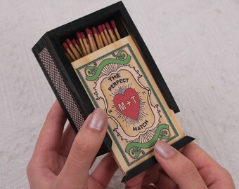 Personalize matchbox for couple  • anniversary match wooden box box  • 5 year wedding anniversary gift  • MT01 ,2