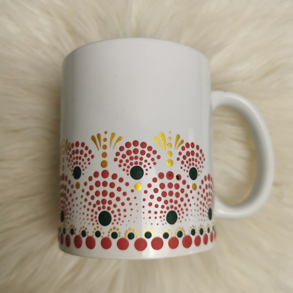 Mandala Kaffeebecher handbemalt, Lieblingstasse, Keramik, Geschenkidee, Jennifers Farbenfreude