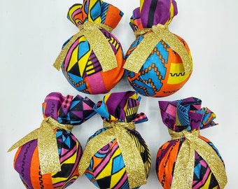 Purple Kente African Print Ornaments 10 pack