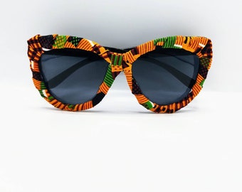 Orange Kente Sunglasses with optional matching earrings