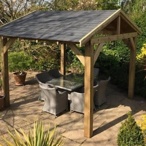 Wooden Gazebo Kit 2.4m x 3m, Timber Hot Tub Shelter, Gazebo