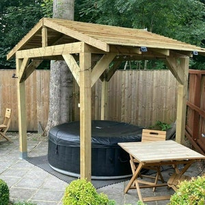 Wooden Gazebo 2.4m x 2.4m Hot Tub Shelter Enclosure, Timber Garden Gazebo Shelter image 1