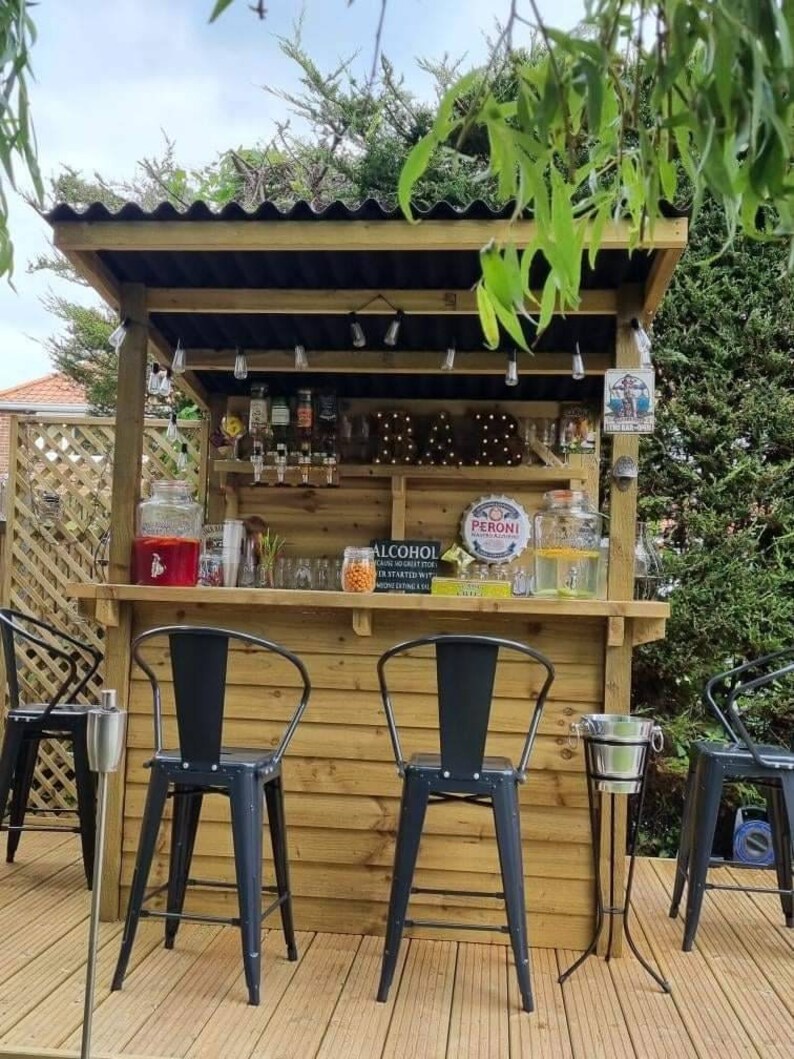 Garden Bar Outdoor Bar Treated Wood Tiki Bar DIY Kit Etsy