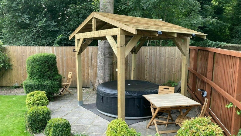 Wooden Gazebo 2.4m x 2.4m Hot Tub Shelter Enclosure, Timber Garden Gazebo Shelter image 1