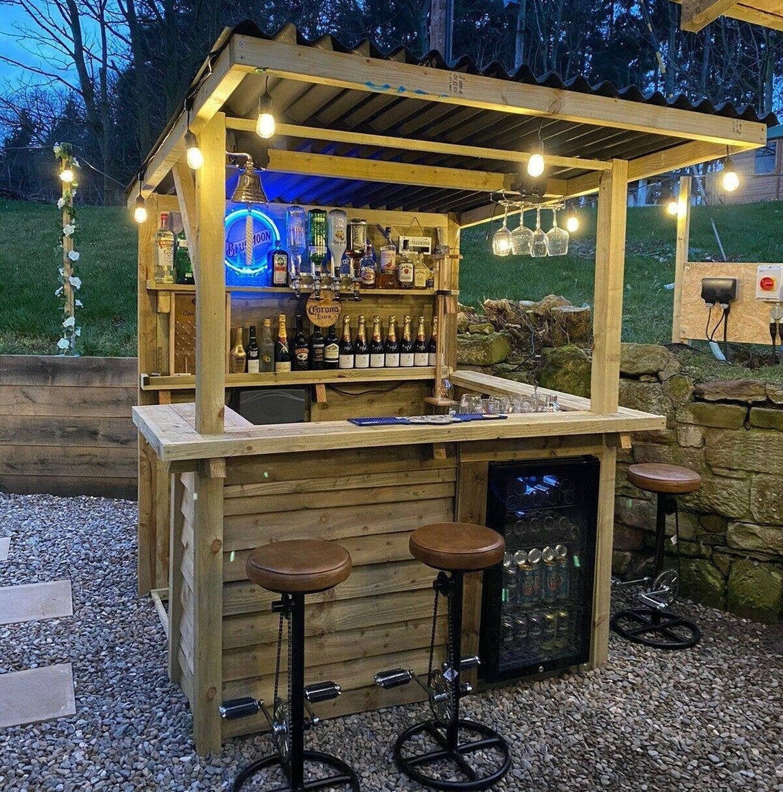 Garden Bar Outdoor Treated Wood Corrugated Waterproof Roof Etsy