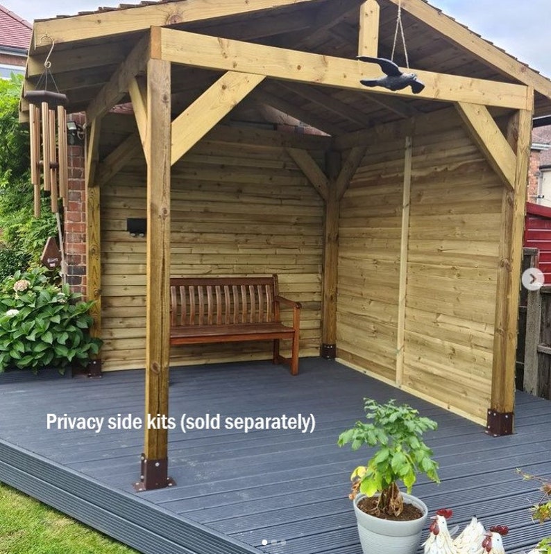 Wooden Gazebo 2.4m x 2.4m Hot Tub Shelter Enclosure, Timber Garden Gazebo Shelter image 6