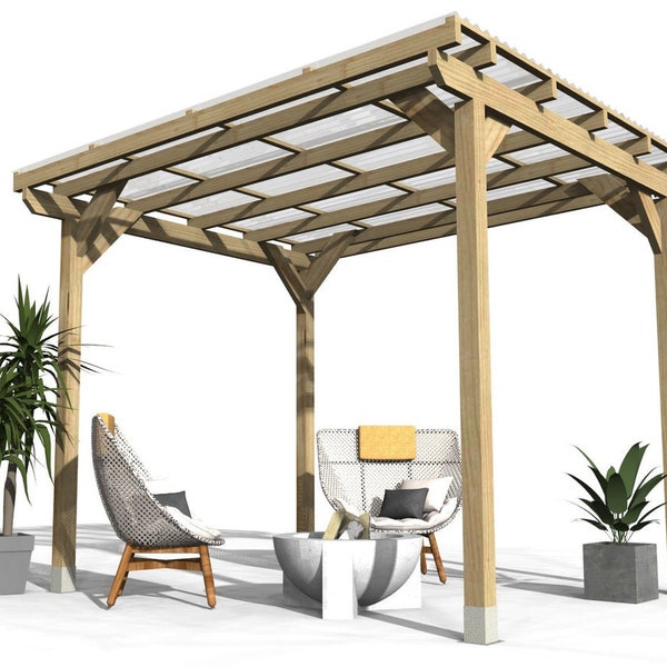 3m x 3m Wooden Pergola | DIY Kit | Pressure Treated Wood