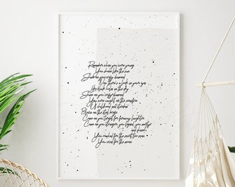 Shine On You Crazy Diamond Pink Floyd lyrics printable, Pink Floyd lyrics poster, instant download, Shine On You Crazy Diamond lyrics decor