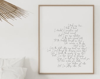 Landslide Fleetwood Mac lyrics printable, Fleetwood Mac lyrics poster, instant download file, Landslide Fleetwood Mac lyrics bedroom decor