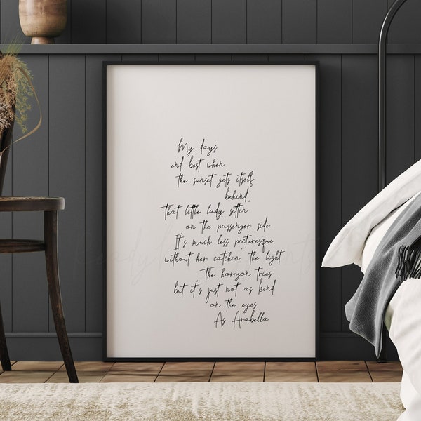 Arabella Arctic Monkeys lyrics printable, Arctic Monkeys lyrics poster gift, instant download file, Arabella lyrics bedroom wall decor