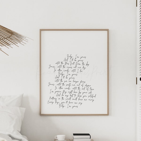 Baby I'm Yours Arctic Monkeys lyrics printable, Arctic Monkeys lyrics poster, instant download file, Baby I'm Yours lyrics bedroom decor