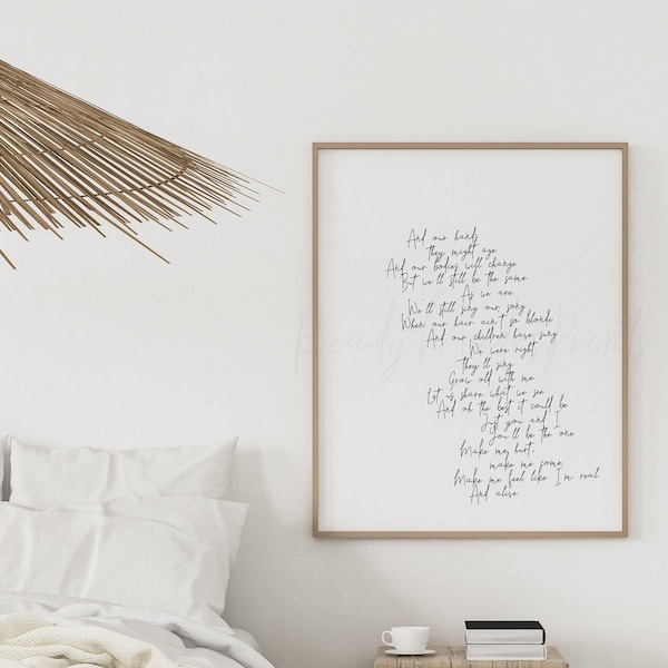 Grow Old with Me Tom Odell lyrics printable, Tom Odell lyrics poster, instant download file, Grow Old with Me lyrics bedroom decor