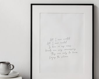 Enjoy The Silence Depeche Mode lyrics printable, Depeche Mode lyrics poster, instant download file, Enjoy The Silence lyrics bedroom decor