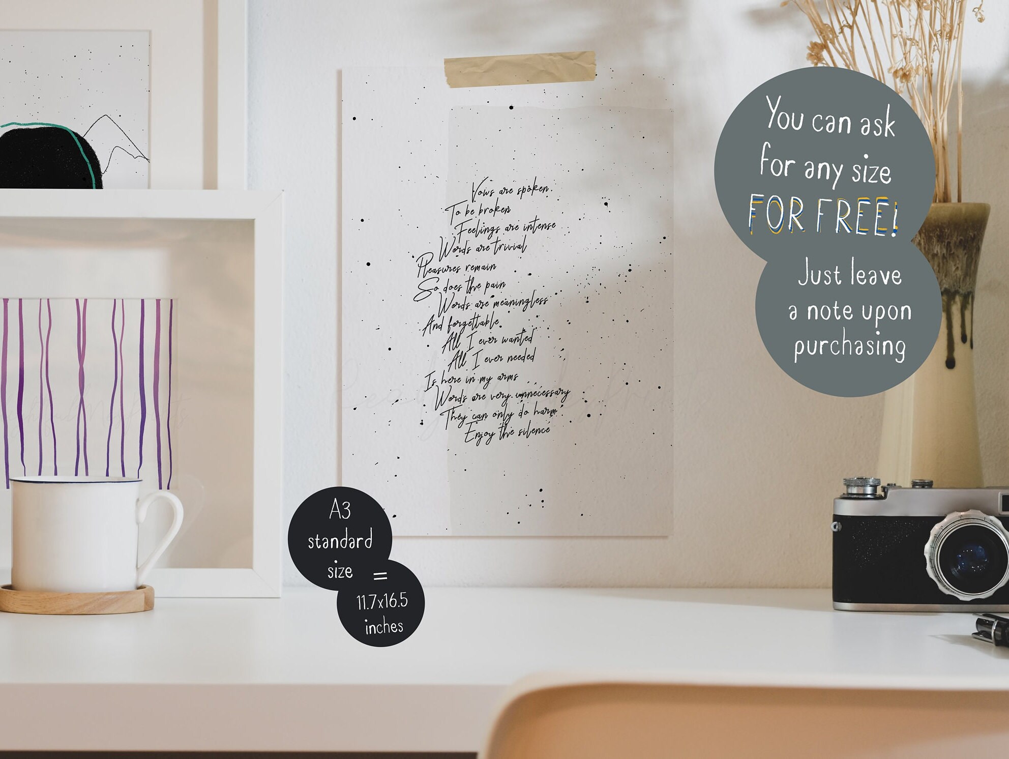 Enjoy The Silence Depeche Mode Lyrics druckbar, Depeche Mode Lyrics Poster, Instant Download