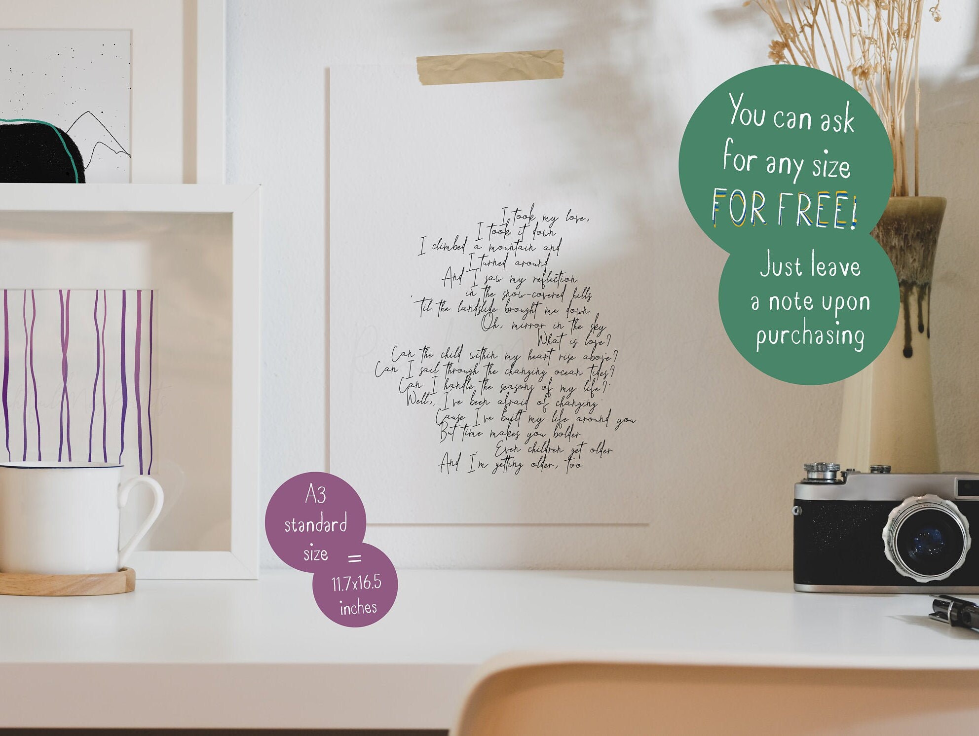 Landslide Fleetwood Mac Lyrics Printable Fleetwood Mac Lyrics | Etsy