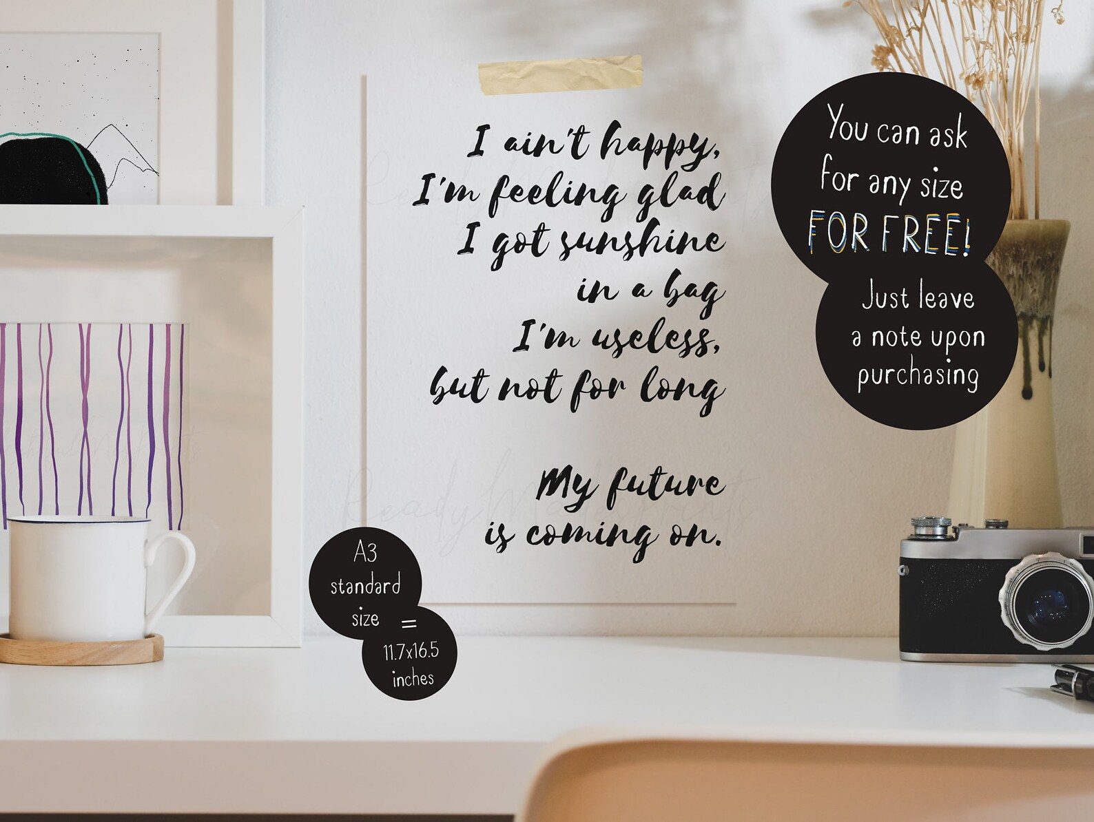 Clint Eastwood Gorillaz Lyrics Printable, Gorillaz Lyrics Poster Gift, Instant Download File