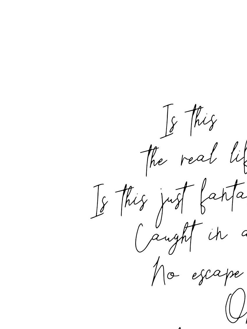 Bohemian Rhapsody Queen Lyrics Printable, Queen Lyrics Poster Gift ...