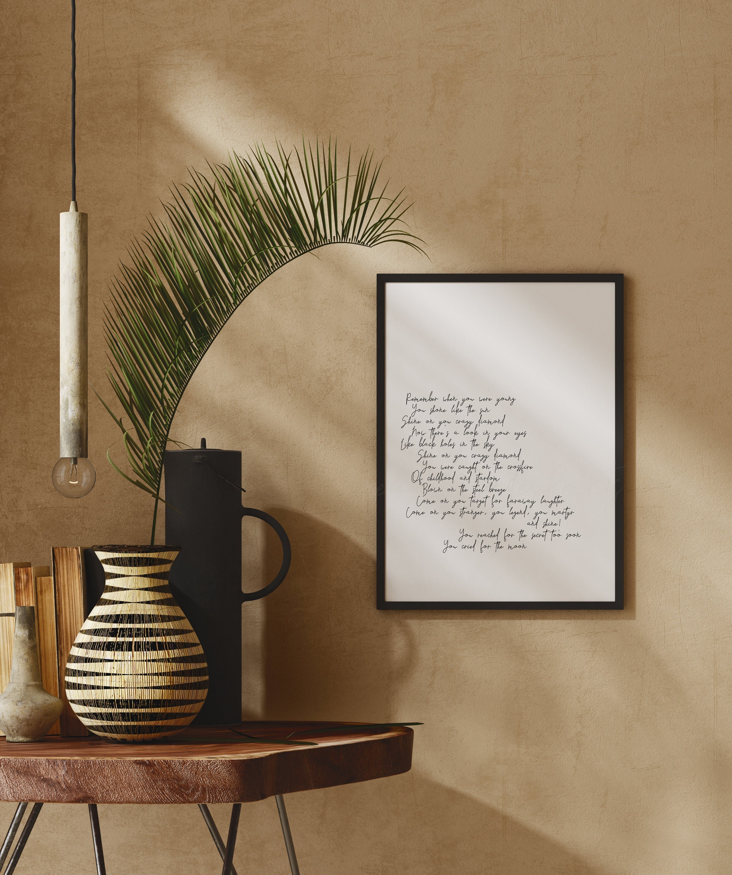 Shine On You Crazy Diamond Pink Floyd lyrics printable, Pink Floyd lyrics poster, instant download, Shine On You Crazy Diamond lyrics decor