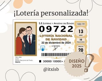 A unique anniversary or Valentine's Day gift: a personalized illustrated lottery ticket with a custom portrait. Home delivery available!