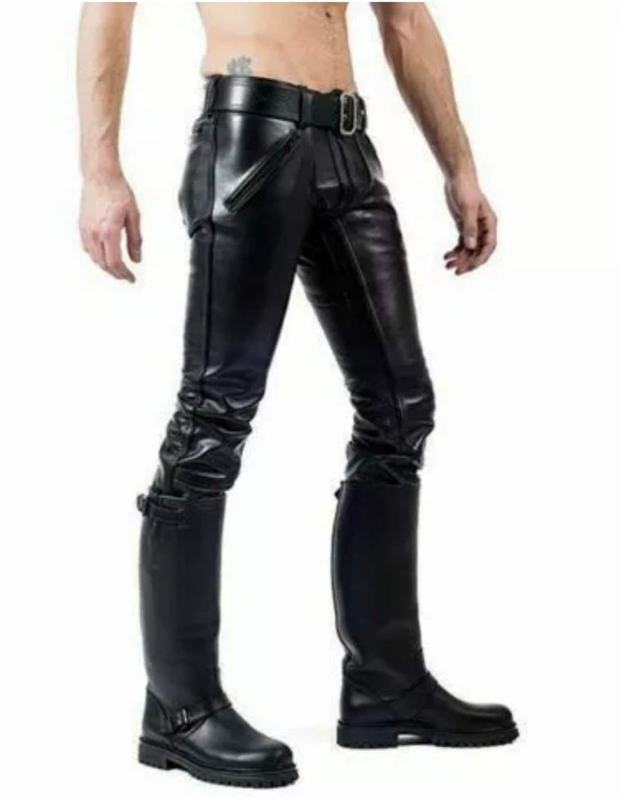 Mens Leather Pants Double Zip Jean Trousers Breeches BLUF Etsy UK