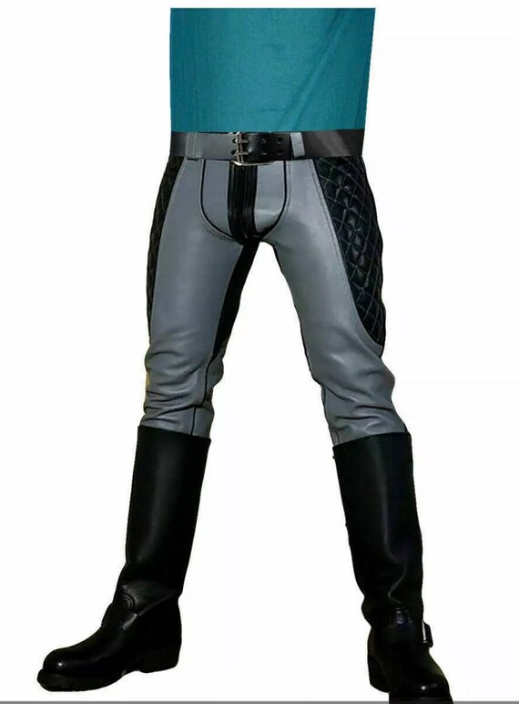 Mens Cowhide Leather Jeans Bluf Breeches Lederhosen Double Etsy UK