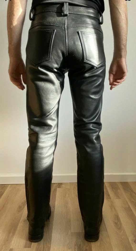 Men's Real Leather Pant Thigh Fit Luxury Jeans Trousers Breeches Bluf ...