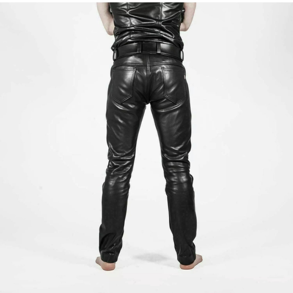 Mens Leather Pants Jeans Thigh Fit Pants Trousers Breeches - Etsy UK