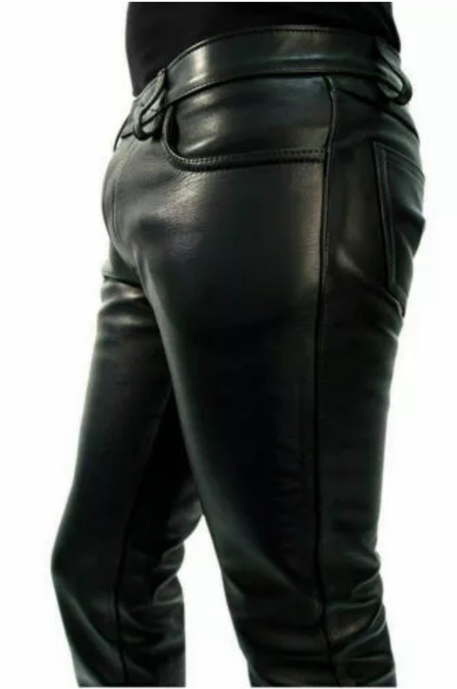 Mens Leather Jeans Pants Thigh Fit Pants Trousers Breeches Etsy