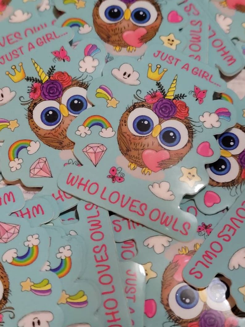 Girl Who Loves Owls 2x2inch Waterproof Sticker