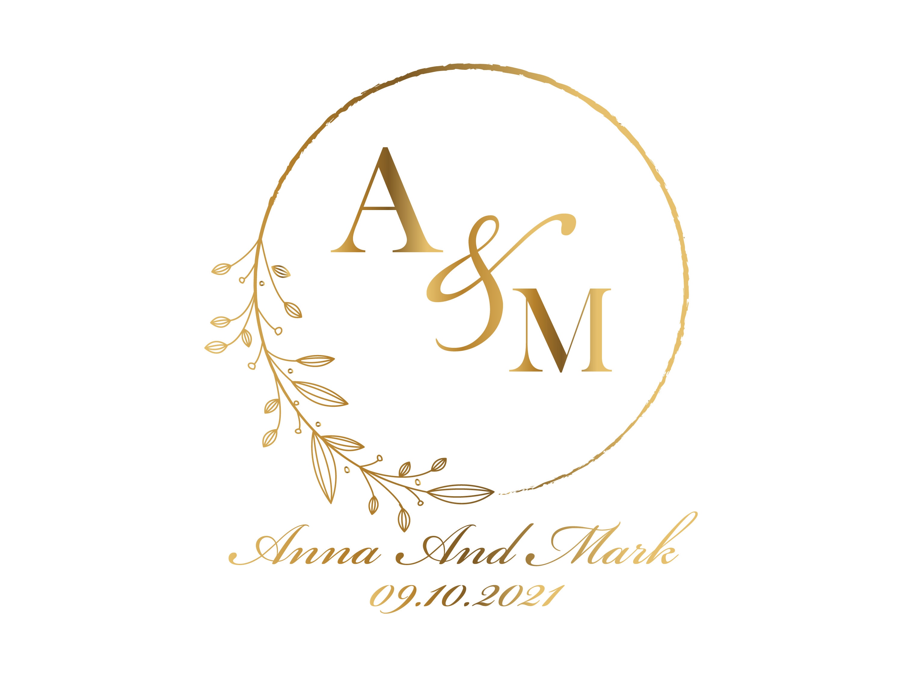 Wedding Logo Decals Wedding Monogram Groom & Bride Initials Simple