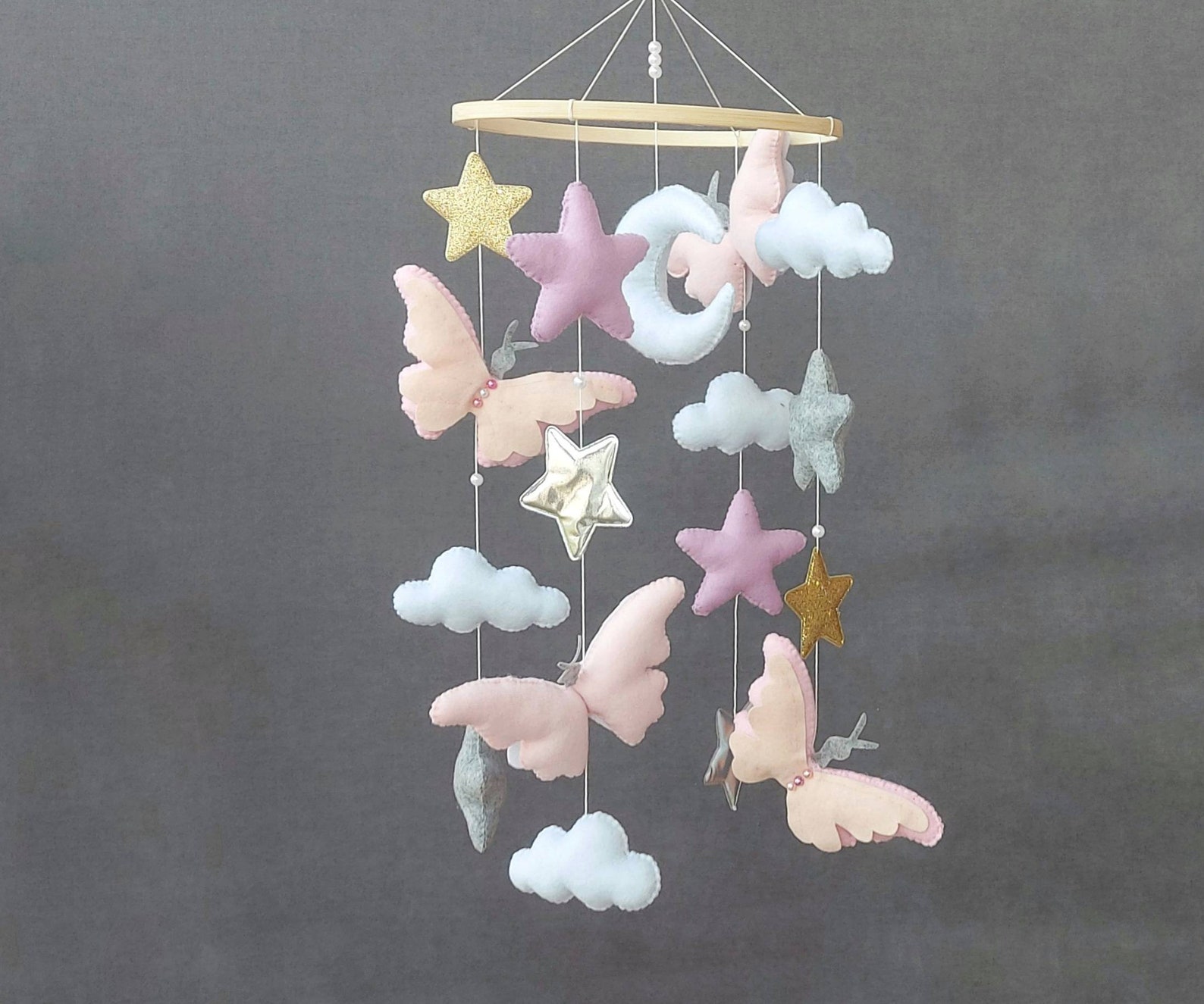 Butterfly Baby Mobile Girl Crib Mobile Felt Mobile Purple Etsy