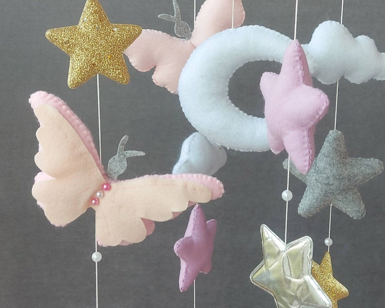 Butterfly Baby Mobile Girl Crib Mobile Felt Mobile Purple Etsy