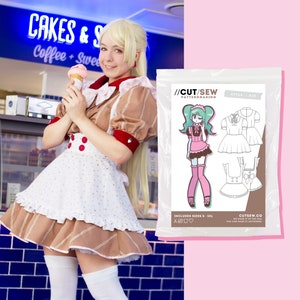Beginner Cosplay Maid Outfit Japanese Cafe Sewing Pattern XS-3XL Plus Size | Physical Pattern