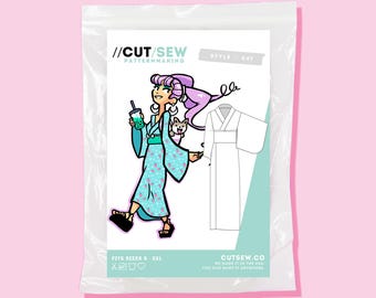 Beginner Japanese Kimono Yukata Sewing Pattern Fits S-3XL Plus Size | Physical Pattern