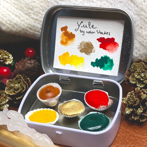 YULE Palette coquillages aux couleurs de Yule Noël - Xmas Yule handmade Watercolor