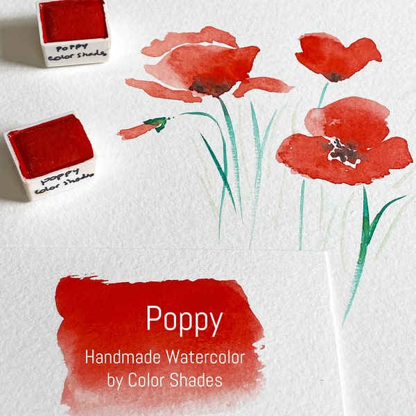 Poppy Handmade Watercolors - Aquarelle artisanale Coquelicot