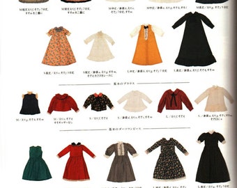 Sewing book. Patterns for Blythe, licca, momokos, ruruko, azone dolls. Japanese crafts. Dresses, shirts, ebook PDF set clothing