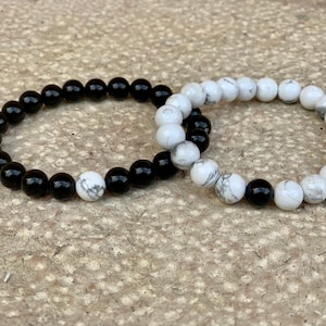 Bracelets duo couple bracelets distance lithotherapie ONYX et HOWLITE Ying Yang