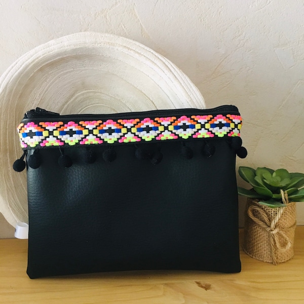 Pochette simili cuir artisanale Cancun 