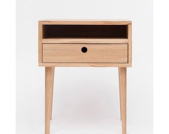 Dębowa szafka nocna z jedną szufladą | Nachttisch aus Eichenholz mit einer Schublade | Oak bedside table with one drawer - Nightstand table