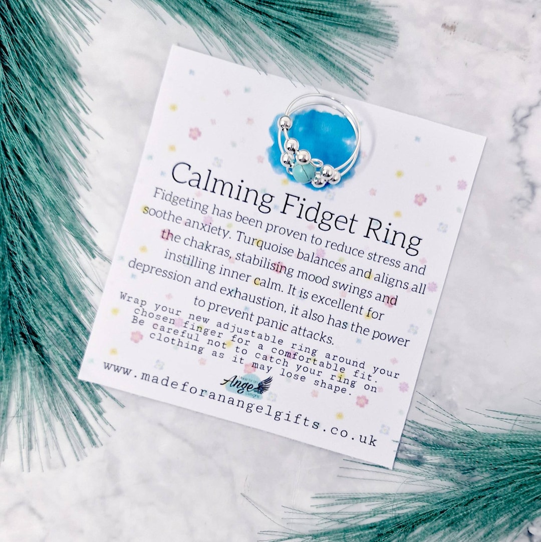Calming Fidget Ring | Anxiety Fidget Ring | Turquoise Spinner Fidget ...