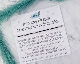 Anxiety Fidget Wish Bracelet | Worries Away Wish Bracelet | Spinner Tie Bracelet