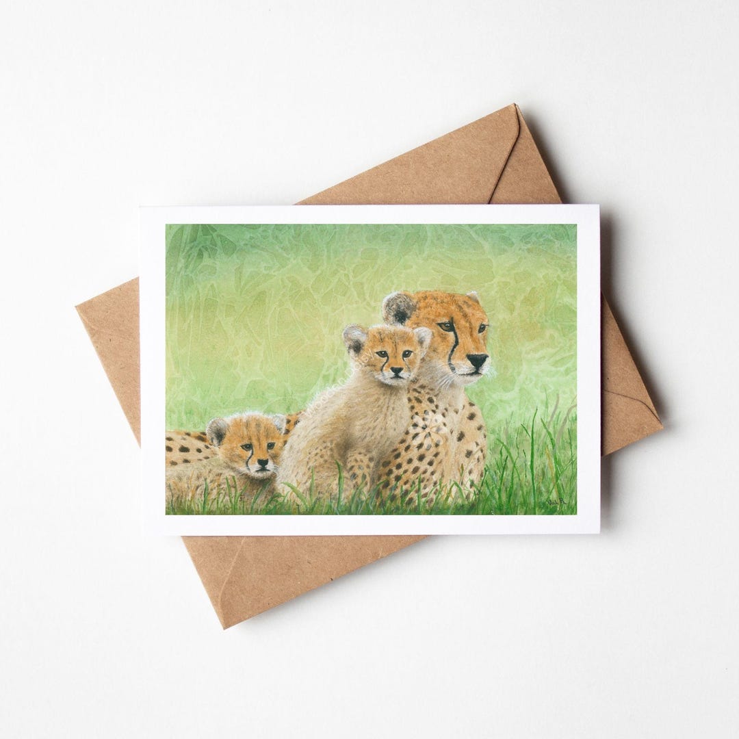 Cheetahs Card, Cheetahs Art Card, Big Cats Card, Cheetah Cubs Art Card ...