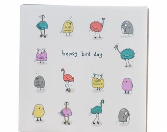 Tarjeta de feliz cumpleaños o día del pájaro